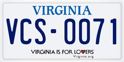 VA license plate VCS0071