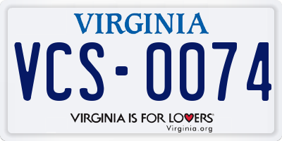 VA license plate VCS0074