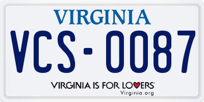 VA license plate VCS0087