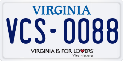VA license plate VCS0088