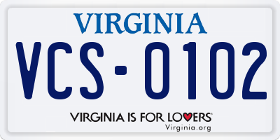VA license plate VCS0102