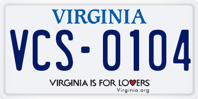 VA license plate VCS0104