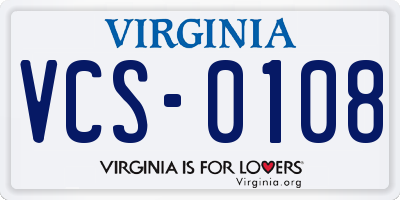 VA license plate VCS0108