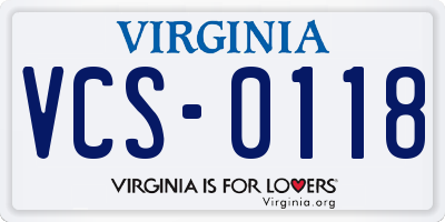 VA license plate VCS0118