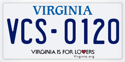 VA license plate VCS0120