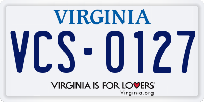 VA license plate VCS0127