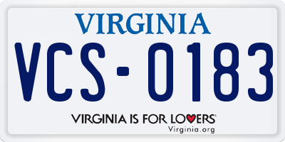 VA license plate VCS0183