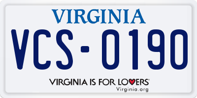 VA license plate VCS0190