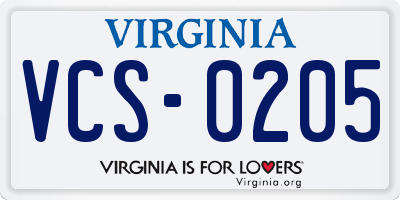 VA license plate VCS0205
