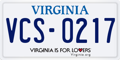 VA license plate VCS0217