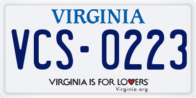 VA license plate VCS0223