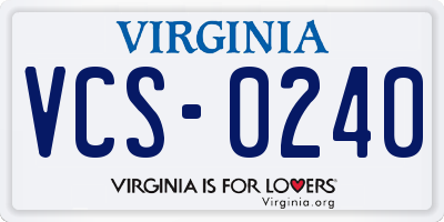 VA license plate VCS0240