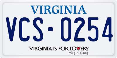 VA license plate VCS0254