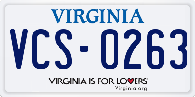 VA license plate VCS0263