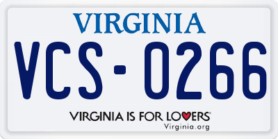 VA license plate VCS0266