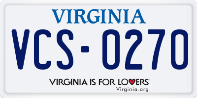 VA license plate VCS0270
