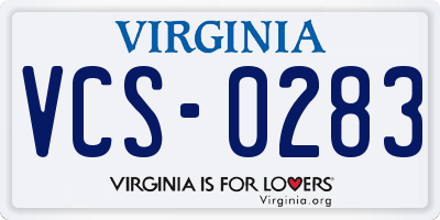 VA license plate VCS0283