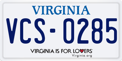 VA license plate VCS0285