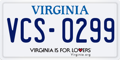 VA license plate VCS0299