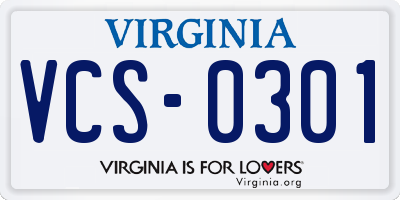 VA license plate VCS0301