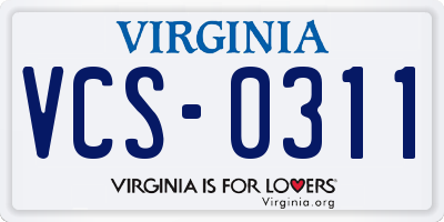 VA license plate VCS0311