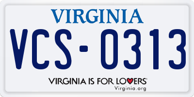 VA license plate VCS0313