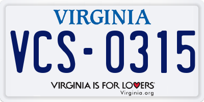 VA license plate VCS0315