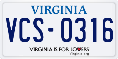 VA license plate VCS0316