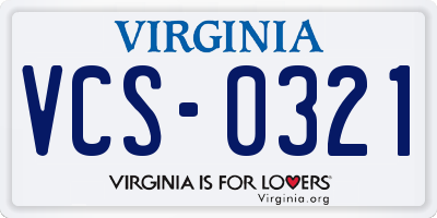 VA license plate VCS0321