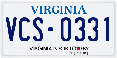 VA license plate VCS0331