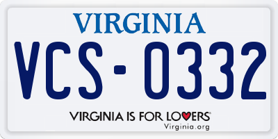 VA license plate VCS0332