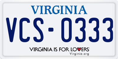 VA license plate VCS0333