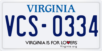 VA license plate VCS0334