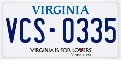 VA license plate VCS0335