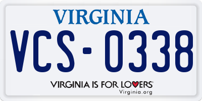 VA license plate VCS0338