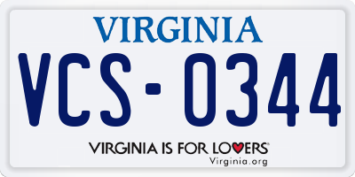 VA license plate VCS0344