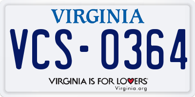 VA license plate VCS0364