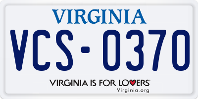 VA license plate VCS0370