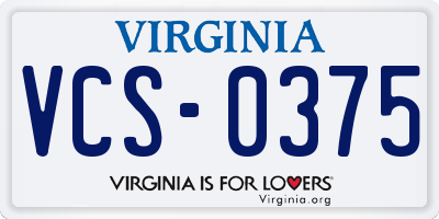 VA license plate VCS0375