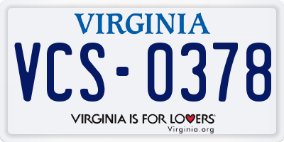 VA license plate VCS0378