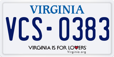VA license plate VCS0383