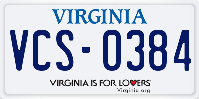VA license plate VCS0384