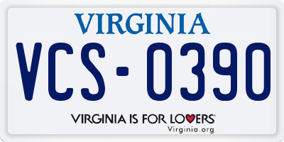 VA license plate VCS0390