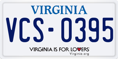 VA license plate VCS0395