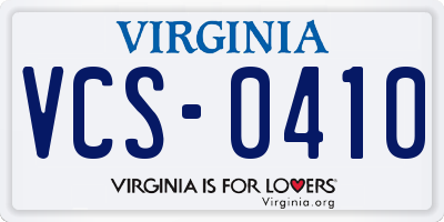 VA license plate VCS0410