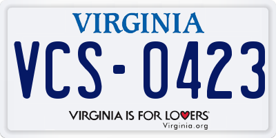 VA license plate VCS0423
