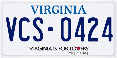 VA license plate VCS0424