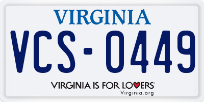 VA license plate VCS0449