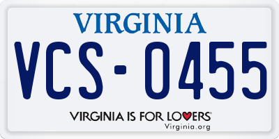 VA license plate VCS0455