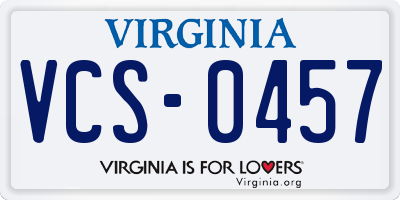 VA license plate VCS0457